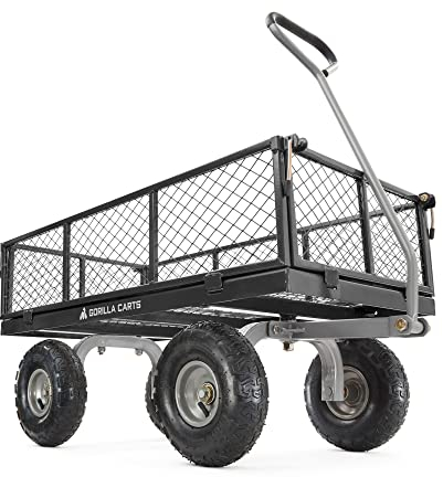 Gorilla Cart Capacité de 362.9 kg Robuste en Maille d'acier Convertible à Plat pour Jardin extérieur Transport véhicule Utilitaire Wagon Wagon Wagon - Noir