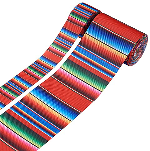 Pandahall 2 rouleaux de ruban Fiesta Mexicain Serape Ruban coloré à rayures arc-en-ciel en gros-grain pour bricolage, emballage cadeau, décoration
