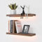 EUREKA ERGONOMIC Wandregal, 2er-Set Schweberegal, Hängeregal für Wohnzimmer, Schlafzimmer und Küche, 60 x 18 x 3,6 cm, Regal mit Led, APP steuert, Moderne dekorative Regalbrett, Walnussfarbe