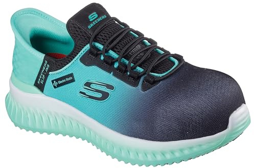 Skechers Tilido OmbrayConstruction - Botas para Mujer, Tela sintética Negra y Verde Azulado, 40 EU