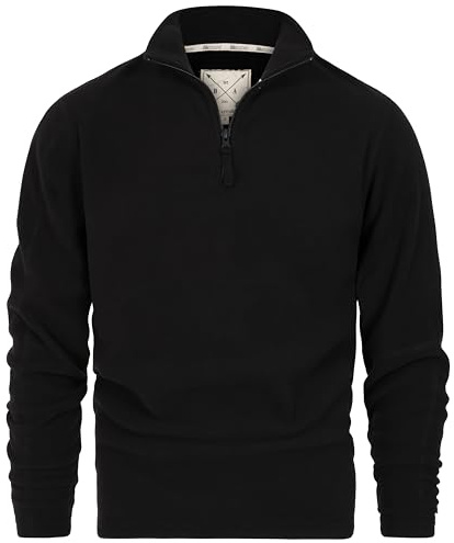 Blu Apparel Mens 1/4 Zip Fleece Sweater Mid Weight Hiking Outdoor Camping Jumper For Men Pullover (UK, Alpha, 3XL, Regular, Regular, Black)