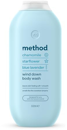 Method Body Wash, Wind Down, Shower Gel, Chamomile, Starflower and Blue Lavender Scent, Pack of 1, 532ml