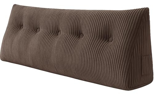 chilly pilley® Stützkissen Cord Rückenkissen Lesekissen Bettkissen Wandkissen Keilkissen Bettstützkissen viele Farben, 140x50x20 (Braun)