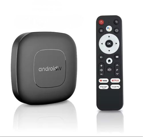 Android TV Express 8K+, Ansluten TV-box med röstfjärrkontroll, 2 GB RAM + 8 GB lagring, snabb Wi-FI, Netflix och Youtube förinstallerad