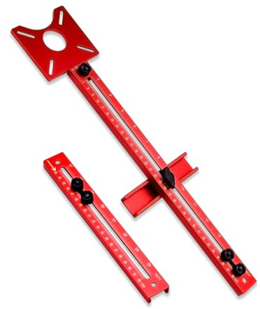 Thatyro Staffa multifunzione 4 in 1 rossa per fresatura del router, maschera da taglio circolare in lega di alluminio, strumento per router regolabile, guida al taglio circolare per la lavorazione del