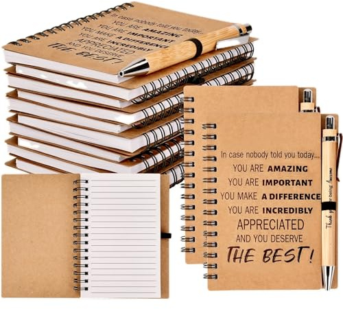 20 PCS Employee Appreciation Gifts Bulk for Coworker Inspirational Bamboo Ballpoint Pens with Motivational Notebook Thank You Gifts for Colleagues Staff Teacher Volunteer Team Nurse Gifts