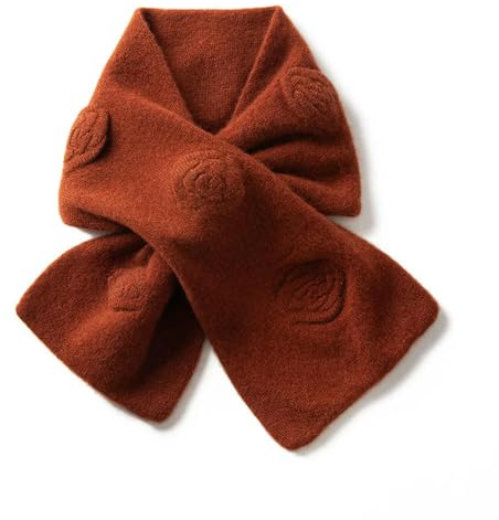QXDZSW Écharpe en cachemire pour l'hiver Courte Camélia Fleur Petite Écharpe Femme Pure Cachemire Tour de cou, marron, taille unique