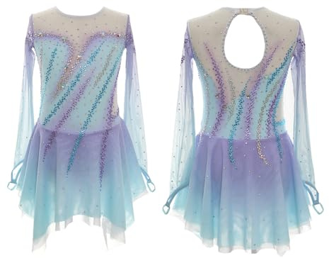 Vestido De Patinaje Artístico For Niñas, Personalización Profesional, Trajes De Danza Sobre Hielo For Competición, Manga Larga(S)