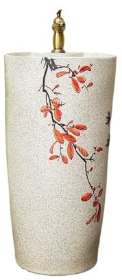 Lavandino moderno con piedistallo Lavandino da bagno in ceramica con piedistallo, rubinetto e scarico, lavabo giardino indipendente