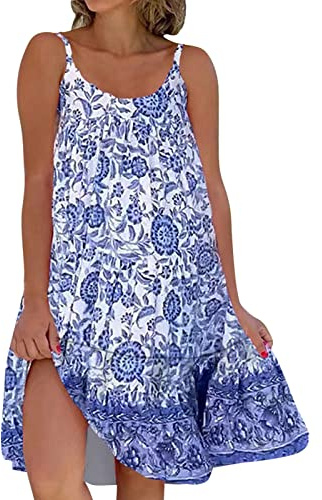 Vestidos Boho Chicvestido Hawaiano Vestidos Playa Mujer Tallas Grandes de Fiestamujer Corte A Vestido Tirantes Verano Vestido Corto Floral de Verano para Mujer
