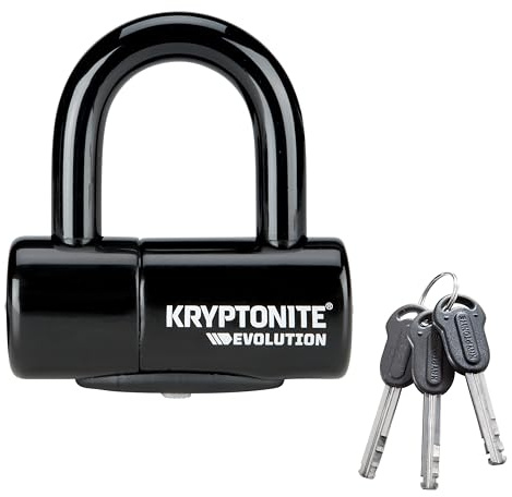 Kryptonite Evolution Bike Disc Lock, Small U-Lock 14mm Shackle with Keys, Heavy Duty Anti-Theft Bicycle Lock, High Security Mini for Powersports Motorcycles E-Bikes Scooters