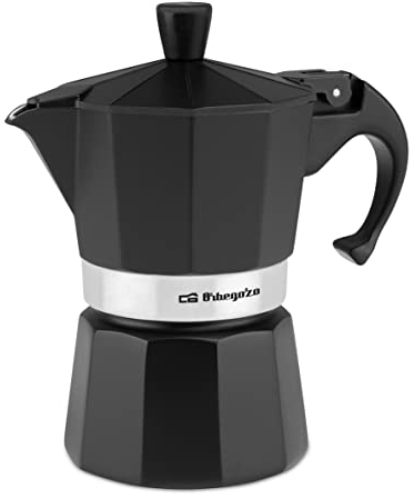 Orbegozo KFN 310 - Cafetière italienne en aluminium, 3 tasses, manche ergonomique, valve de sécurité, filtre amovible
