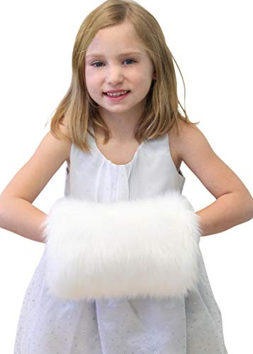 White Faux Fur Hand Muffs for CHILD Fleece Lining