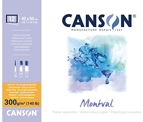 Canson Montval Block rundumgeleimt, 40 x 50 cm, 12 Blatt, 300 g/m²