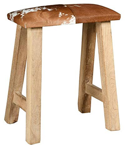 AubryGaspard - Sgabello in legno riciclato e pelle di mucca