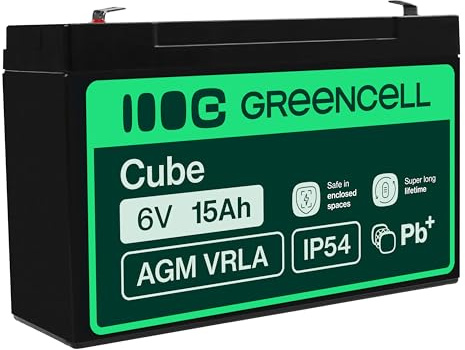 Green Cell® AGM 6V 15Ah Battery VRLA Lead Battery Replacement Battery Gel Battery Cycle Proof Unmannt Toy Electric Toy Alarm Emergency Power Children's Vehicles Children's Quad