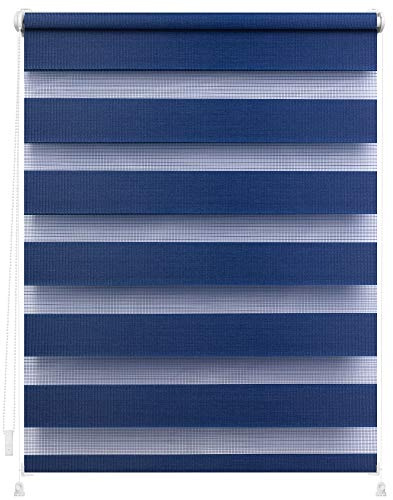 Lichtblick Doppelrollo ohne Bohren mit Verspannung, Trendfarben, stufenlos verstellbar, einfache Montage, für Fenster Blau, 90 cm x 150 cm (B x L)
