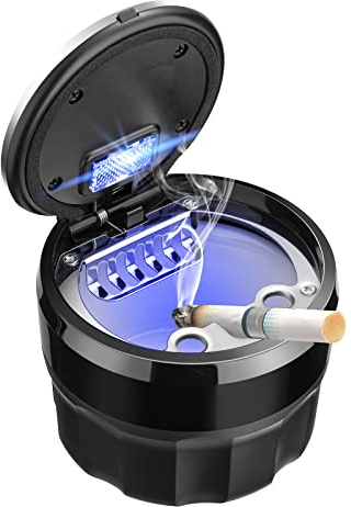 SOLARXIA Car Mini Ashtray with Lid Easy Clean Up Detachable Auto Ashtray for Most Car Cup Holder Home Office
