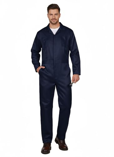 UQJE Men's Coveralls for Men Work Navy Blue Adult Jumpsuit Coveralls Halloween Costume-3XL