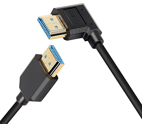 PNGKNYOCN Cavo corto 8K HDMI 2.1, 0,3 m, 90 gradi, cavo HDMI Ultra High Speed Curvo Sinistro, HDMI maschio a maschio, supporta 8K a 60Hz, HDR dinamico, HDCP 2.2&2.3, eARC (sinistra/0,3 m)
