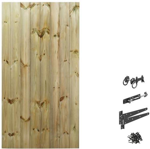 Made2Measure Bespoke Custom Widths: Between 75CM to 90CM By upto 6ft (180cm High) Tongue & Groove Semi-Braced Flat Top Pathway Garden Pedestrian Gate Hinge Pack Option Removed
