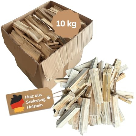 Landree Anfeuerholz, Anzündholz 10 kg, ca 20cm Scheitlänge, Nadelholz, trockenes und sofort einsetzbares Brennholz für Kamin und Ofen, Qualität aus Schleswig Holstein