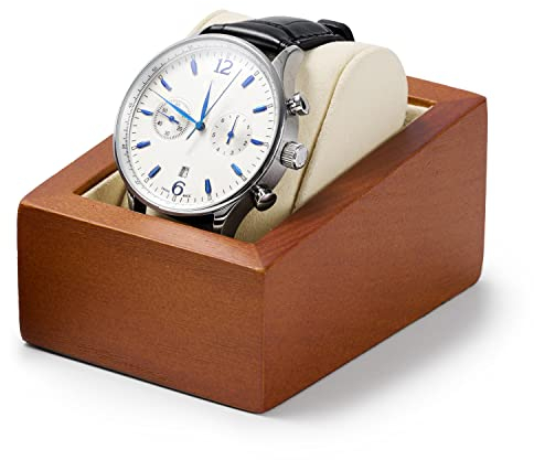 Oirlv Wooden Watch Stand with Microfiber Pillows Compact 7 x 9.5 x 4.8 cm Watch Holder for Men & Women, Ideal for Bedside Storage & Jewellery Display