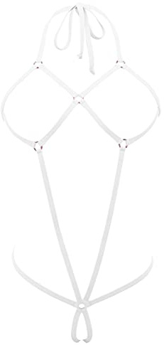 SHERRYLO Slingshot String Bikini Spider Extreme One Piece Sling Micro Bikinis gstring Exotic Slutty Microkini Lingerie Set White