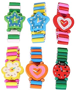 ibasenice 6 Stück Cartoon Ristwatches Preise Kinder Kinder Kind Fake Kidcraft Spielset Weihnachten Slap Armbänder Party Stimulation Uhr Kinderuhr Aus Holz