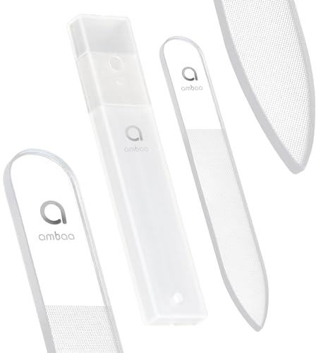 Ambaa Nagelfeile Nano Glas 3 in 1 - Feile Polish & Shine Premium mit Etui Perfekte Nägel (Invisible Clear)