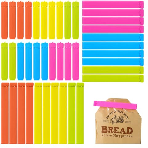 Redamancy 40 Stück Verschlussclips, 7/11 cm Clips für Tüten, Bunt Verschlussclips, Wiederverwendbar Verschlussklammern für Verpackung Milchpulver Süßigkeiten Snacks