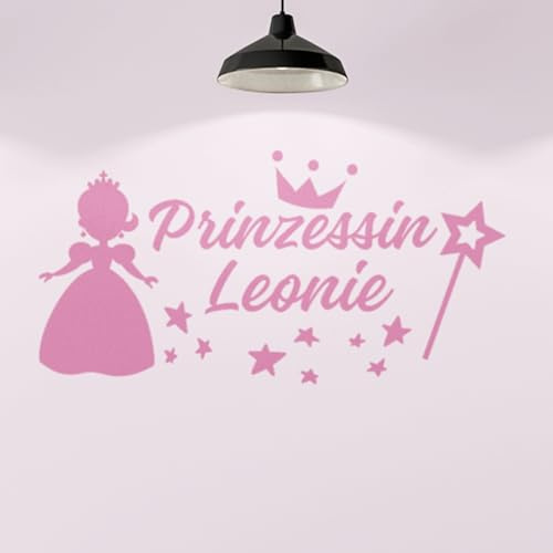 Klebekönig Wandtattoo - Prinzessin Wunschname - personalisiert Wunschtext Name Wandaufkleber Sprüche Wandsticker für Schlafzimmer Wanddeko Wohnzimmer Kinderzimmer Mädchen in vielen Farben