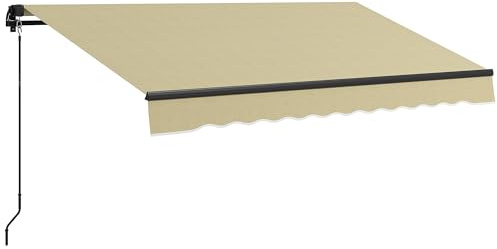 Outsunny 10' x 8' Retractable Awning, Patio Awning Sunshade Shelter with Manual Crank Handle, 280gsm UV Resistant Fabric and Aluminum Frame for Deck, Balcony, Yard, Beige