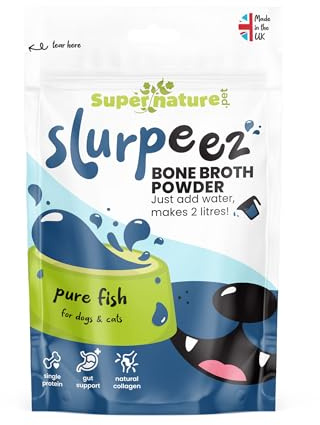 Supernature Bone Broth Powder 60g | 100% Pure Single Protein Fish for Dogs & Cats, Food Topper for Picky Eaters, Enrichment, Collagen, Joint & Gut | Manufactured in the UK