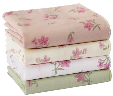PACGOTH Handkerchiefs for Women, Soft Cotton Women’s Handkerchiefs, Ladies Floral Hankies for Women 13.7 * 13.7” (Flower -4pcs)