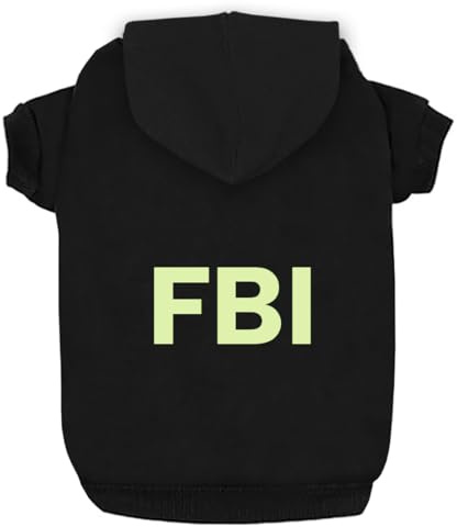 Izefia Cappuccio FBI Modello Fluorescente per Piccoli Cani e Gatti Felpa Maglione Invernale Caldo Cotone Cane
