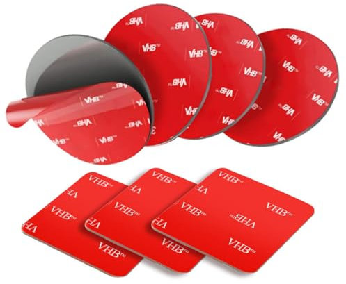 Yesimola8 Piezas Super Fuerte Cinta de Doble Cara,3M Cinta de Doble Cara,Adhesivo de Montaje de Dash Cam,Impermeable,Resistente al Calor ara Ventosa de Coche, Disco y Parabrisas,Cuadrados&Redondos