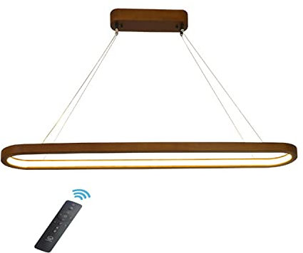 WFRUEDWC Suspension Moderne en Bois pour Salle à Manger, Cuisine, îlot, Bar, Bureau, Plafond LED à intensité Variable, Design Minimaliste (120 cm)