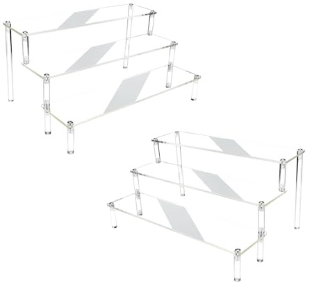 Alzate di Display Acrilico 3 Strati Espositore Acrilico Trasparente 2 Pezzi Scaffale in acrilico Espositore per Cupcakes Profumi Oggetti da Collezione Cosmetici