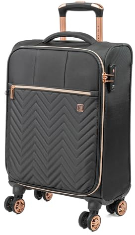 Gino Ferrari Maleta blanda con ruedas – Maletas de viaje con ruedas de carcasa suave | Maletas detalladas de primera calidad más suaves para vacaciones, descansos y escapadas, Black, Cabin, Equipaje