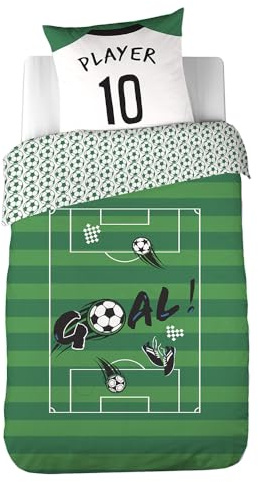CÔTE DECO Parure de Lit Foot Garçon Vert 140x200cm - Microfibre - 2 Pièces