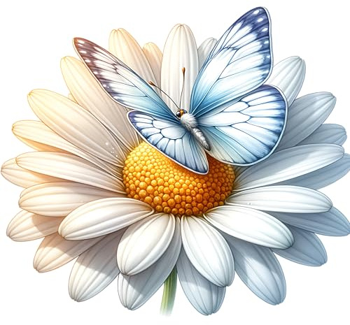 Big White Daisy Butterfly Vinyl Decal Stickers, Cover Mark, Floral 20cm 7cm