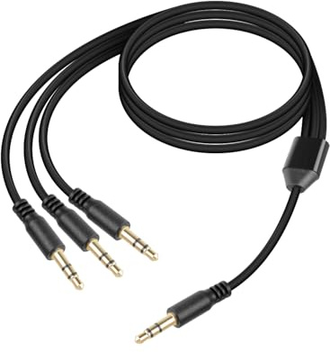 GELRHONR 0,9 m 3,5 mm audio aux-splitter, jackkabel 3,5 mm hane till 3 hane-kabel, 1/8 Aux Y-splitter för hörlurar, högtalare, telefoner, bärbar dator (1 till 3)