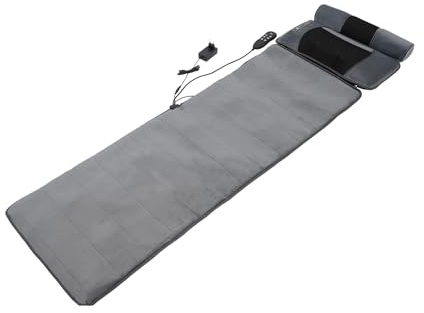 Zoobotanica massagematta med 10 vibrationsmotorer och värmefunktion, elektrisk helkroppsmassagematta, nacke och axel-ryggmassageapparat, massage-sittdyna, massageapparat (grå)