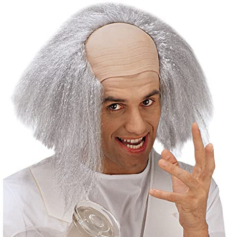 W WIDMANN MILANO Party Fashion 8395M - Einstein Kappe, Halbglatze mit grauen Kunsthaaren, Mottoparty, Karneval