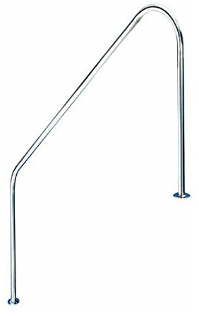 Pasamanos baranda de bajada piscina FX L. 1524mm. Acero inoxidable AISI 316. Dos puntos de apoyo dos escalones pletinas + tornillos + tacos + embellecedores. REGALO Limpiador de acero