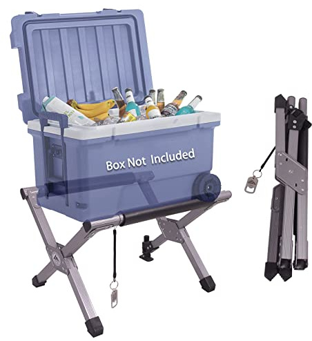 Ablazer Folding Cooler Stand Frame with Carry Bag, Anti-Slip for Camping Hiking BBQ Cooking Picnic Outdoor, Light Weight Foldable Fridge Ice Box Holder, Portable Luggage Stand, 19.7 x 15.4 x 13