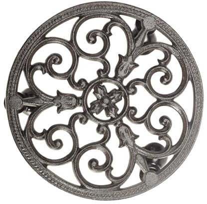 Sungmor Heavy Duty Cast Iron Plant Caddy with Wheels - 11 Inch Rolling Flower Stand Round Planter Rollers - Black Brown Movable Plant Trays - Indoor Outdoor Flower Pot Pallet Furniture Dolly Trolley