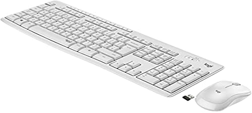 Logitech MK295 kabelloses Tastatur-Maus-Set mit SilentTouch-Technologie, Shortcut-Tasten, optischer Spurführung, Nano USB-Empfänger, verzögerungsfreier Drahtlosverbindung, IT QWERTY-Layout - Weiß