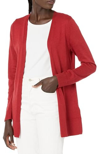 Amazon Essentials Women's Lightweight Open-Front Cardigan Sweater (Available in Plus Size), Dark Red, M